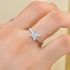 S925 Silver Square Center Stone Zircon Ring Ladies Ring thumbnail-3
