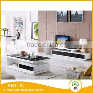 Modern Style High Glossy Lacquer TV Stand Coffee Table Set thumbnail-3