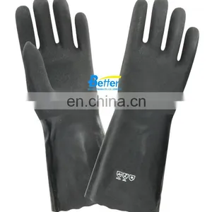 Oil and Gas Industry Long Sleeves Cotton Lined Blue Sandy PVC Rubber Glove Cheap Goods From China thumbnail-3