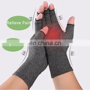 High Quality Polyester Cotton Work Hand Heated Sports Gym Fingerless Anti Arthritis Compression Gloves thumbnail-4