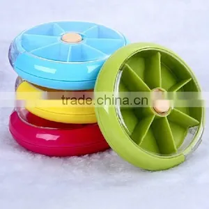 7 Day Round Rotating Press Button Plastic Pill Case/ Plastic Pill Box thumbnail-5