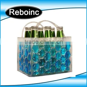 Free Sample Design Printed Various Color Transparent PVC Plastic Carryingpvc Ice Bag Wine Beer Bottle Ice Cooler Bag thumbnail-4