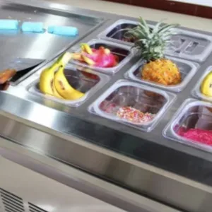 Commercial Fried Ice Cream Roll Machine With Single Square Pan and Double Pan Nine Barrels thumbnail-5