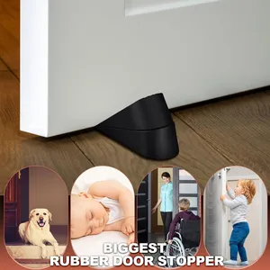 Large Door Stoppers Heavy Duty Rubber Stopper for Bottom of Door Wedge Stopper for Home Office (Black) thumbnail-3