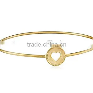 Wholesale Stainless Steel Gold Bangle For Women, 14k Yellow Gold Open Heart Bangle Bracelet thumbnail-1