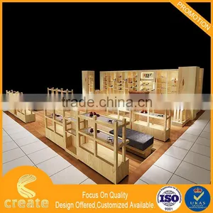 Friendly Wooden Shoe Display Furniture Cabinet With Gondola Shelving Rack Design thumbnail-1
