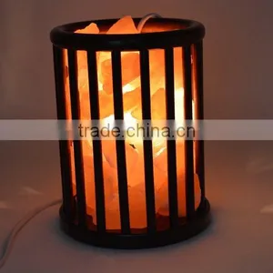 Himalayan Natural Rock Salt Lamp With Wood Art thumbnail-2