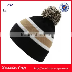 Plain Pom Pom Knitted Beanie Hat With Custom Your Design Logo thumbnail-3