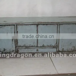 Chinese Antique Furniture Pine Wood Shanxi One Drawer Four Door Blue Cabinet thumbnail-1