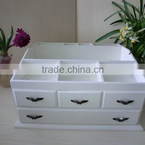 Luxury White Varnished Lacquer Handmade Division Drawer Handle Level House Furnishing Gift Box Jewelry Saving Box Wooden Box thumbnail-3