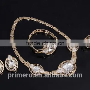 Fashion African Beads Gold Plated Wedding Bridal Jewelry Sets for Women Crystal Necklace Party Gift thumbnail-5