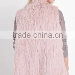 2016 Europe Style High -end Rabbit Kintted Fur Vest Pink Color thumbnail-4