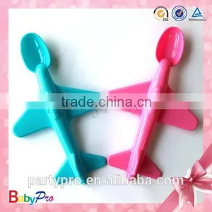 2015 New Product Colorful Airplane Shape Plastic Baby Spoon thumbnail-5