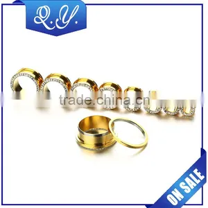 China Ear Plug Suppliers Crystal Jeweled Ear Stretcher 14K Gold Ear Plug thumbnail-1