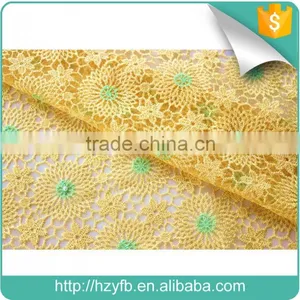 Latest Korean Lace Fabric / Yellow Pink African French Net Lace With Stones / Lace Fabric African Tulle High Quality for Wedding thumbnail-3