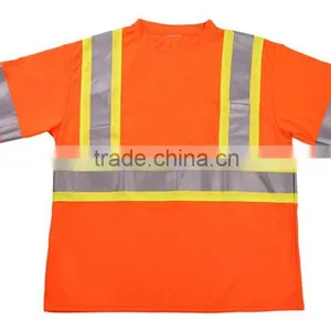 3m Orange Reflective Tape Safety T Shirt Work Dry Fit T-shirt Round-neck Orange Shirt thumbnail-1
