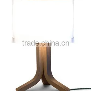 Vintage Wood Table Lamp, Dark Oak Base, Hardback Lampshade, Modern Bedside Table Lamp thumbnail-1