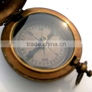 Push Button Pocket Brass Sundial Compass Antique Nautical Pendant Compass 13242 thumbnail-1