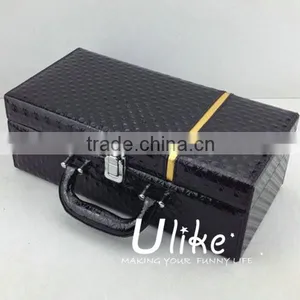 Leather Beverage Packing Box Luxury Black Leather Wine Case Package Wedding Favors thumbnail-1