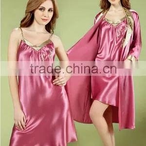 100%mulberry Silk Nightdress for Lady, Sexy Lace Embroider Hemmed Silk Nightgown, Soft and Smooth Silk Lingerie thumbnail-2