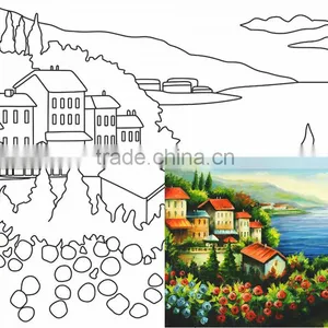 ROSA Talent Cotton Canvas Panel With Outline "Seascapes 2", 30x40cm thumbnail-1