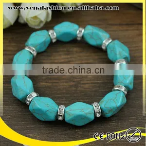 Turquoise String Mens Charm Bead Bracelet, Italian Bead Bracelet thumbnail-1