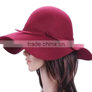 Factory Price Soft Faux Ladies Wide Brim Wool Felt Hat thumbnail-6