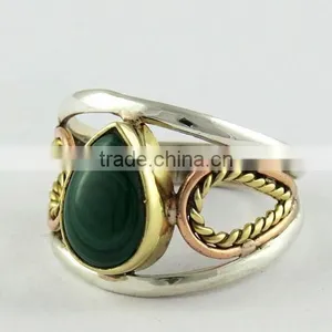 Perfect Malachite ! Bezel Setting 925 Sterling Silver Ring, Silver Jewellery Wholesaler, Silver Jewellery thumbnail-2
