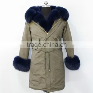 Made in China Fashionable Military Parka Jacket With Real Fox Fur Hood Trim thumbnail-1