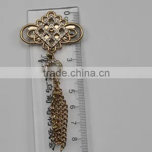 Chinese Knot Zinc Alloy Custom Rhinestone Cheap Crystal Metal Flower Brooch thumbnail-2