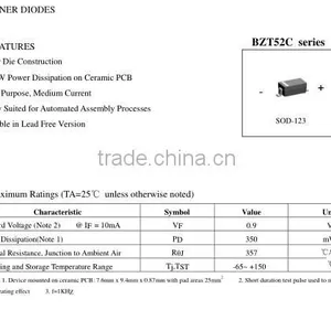 ZENER DIODE SOD123 Diodes BZT52C15-7 thumbnail-1