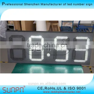 USA White 20inch LED Time and Temp Sign thumbnail-1
