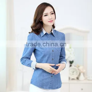 Fashion Ladies Denim Shirt thumbnail-2