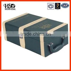 Custom Cheap Wooden Wine Boxes With PU Leather thumbnail-1