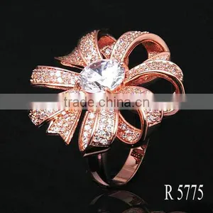 New Designs Cheap Copper Jewelry Flower Ring With Rose Gold Plated thumbnail-1