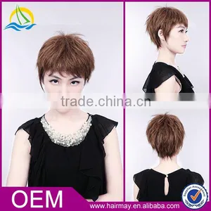 Unprocessed Wholesale Machine Made Weft Human Hair Half Head Wig thumbnail-1