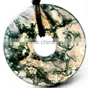 38*4mm Natural Moss Agate Donut Shaped Pendant thumbnail-1