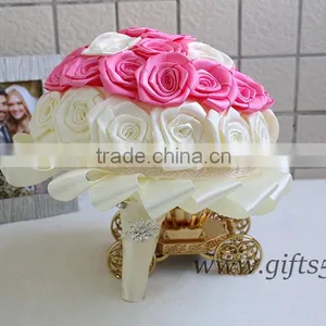 Custom Made Lovely Pink White Wedding Bouquet in Handmade thumbnail-3