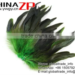 Top Supplier ZPDECOR Bulk Sale Wonderful Quality Dyed Kelly Green Half Bronze Rooster Schlappen Feathers for Sale thumbnail-4