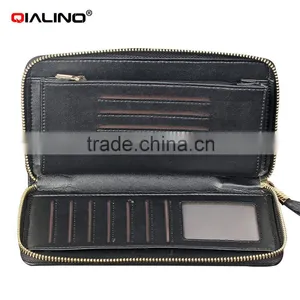 QIALINO Wholesale Zip Wallet Luxury Ostrich Leather Card Wallet Handbag thumbnail-6