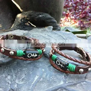 Cow Bone Make Leather Beaded Bracelets for Lovers Punk Style thumbnail-1