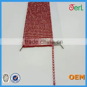Single Row Red Base Plastic Glass Rhinestone Banding Trimming thumbnail-6