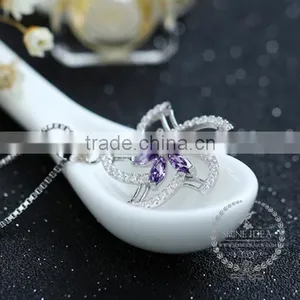 925 Sterling Silver Purple Zircon Flower Creative Pendant Necklace Fashion Women Necklace Supplies 6360455 thumbnail-2