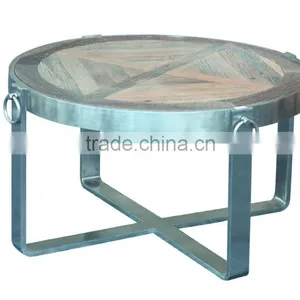 Old Elm and Metal Coffee Table thumbnail-1