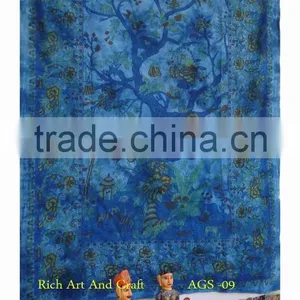 Tree of Life Tapestry Wall Hanging Twin Cotton Bedspread Bohemian Indian Tapestries Wholesale Exporter Red Bedding Decor Art thumbnail-2