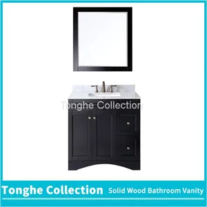 Tonghe Collection Freestanding Bathroom Vanity Cabinet Carrera Marble Top thumbnail-2