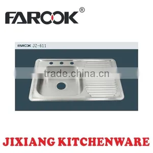 Exports to South America 80*50CM Single Bowl With Drainboard Kitchen Sink Stainless Steel thumbnail-1