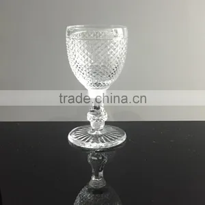 Fancy Diamond Embossed Icecream Glass Cup With Stem thumbnail-1