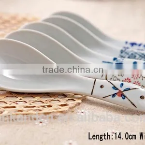 SP1534 Haonai Goodlooking Flower Decal Ceramic Spoon, Ceramic Soup Spoon thumbnail-4
