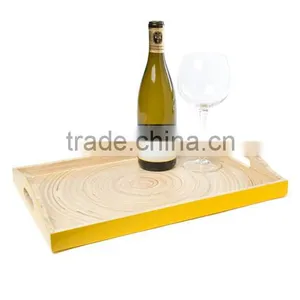 High Quality Best Selling Spun Bamboo Rectangle Serving Tray With Handle thumbnail-1